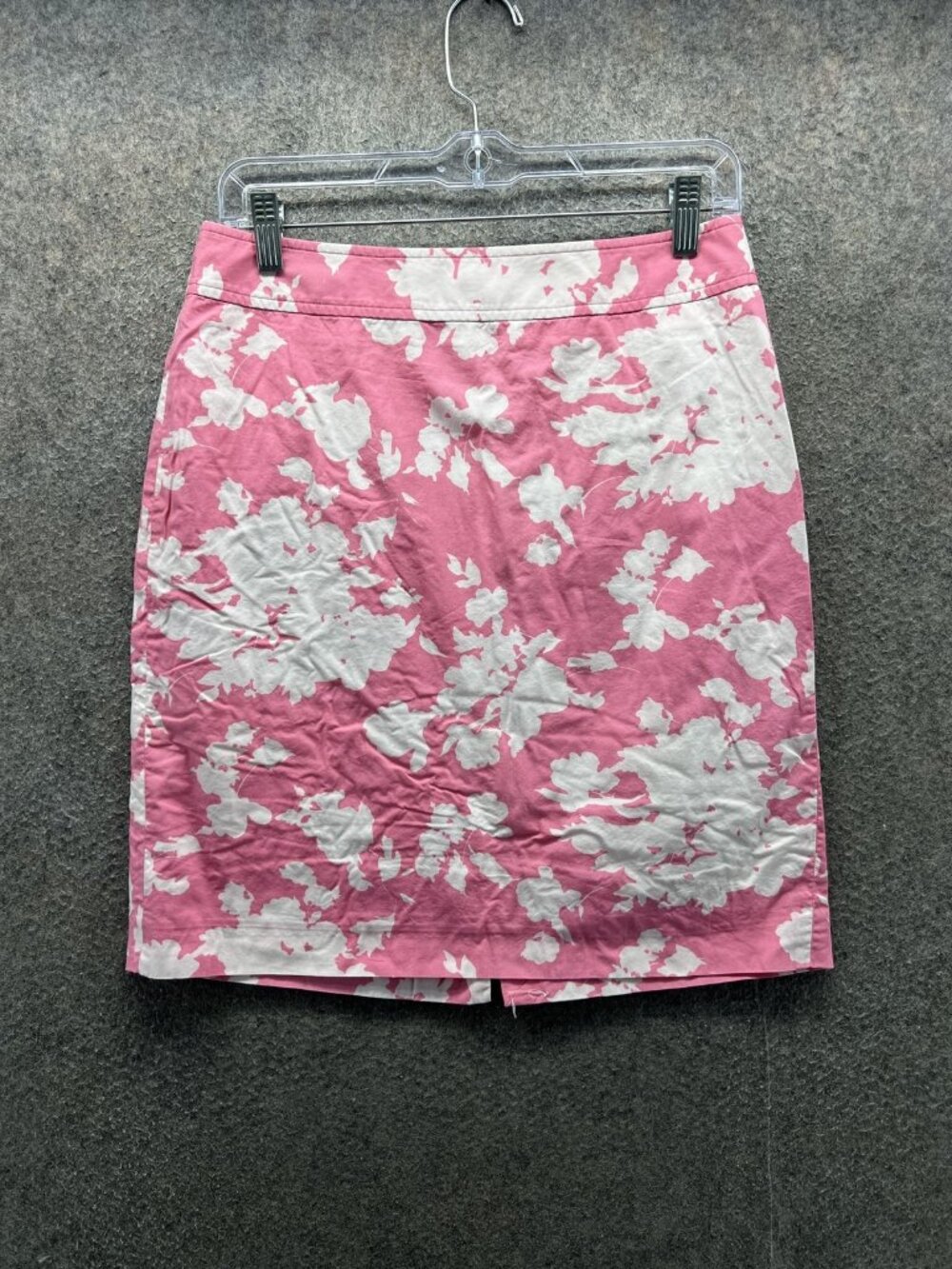 Brooks Brothers Skirt Womens 6 Pink Floral Cotton Pencil Mini Lined Zip Slit 346